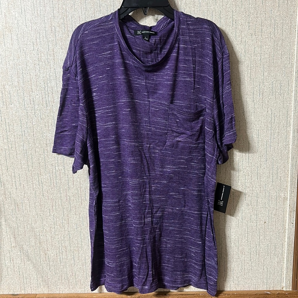 INC INTERNATIONAL CONCEPTS POCKET TEE: PURPLE/WHITE MARLED:NEW WITH TAGS: SZ L